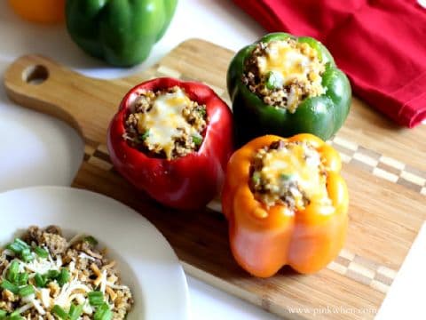 Chorizo and Beef Quinoa Stuffed Pepper